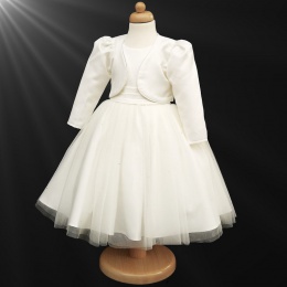 Girls Ivory Diamante Organza Dress with Bolero Jacket